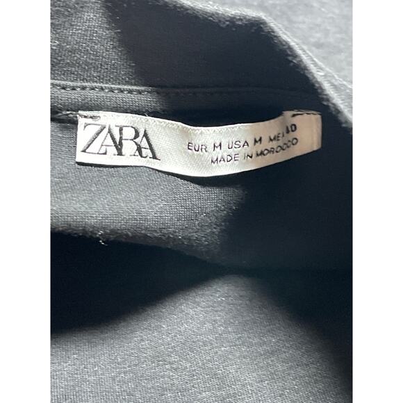 Zara Women's Black Short Sleeve Mock Neck Boxy Basic T Shirt Tee Top Size M - Picture 3 of 4